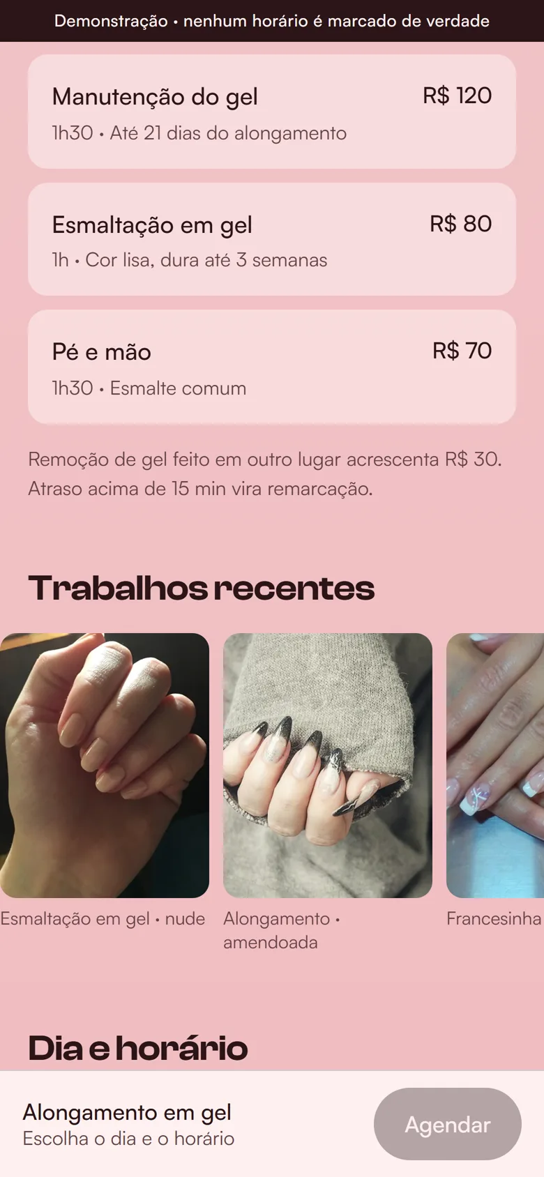 A galeria de fotos de unhas feitas no ateliê