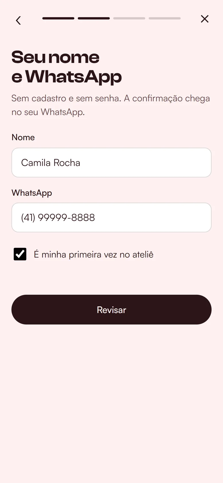 A caixinha de primeira vez marcada